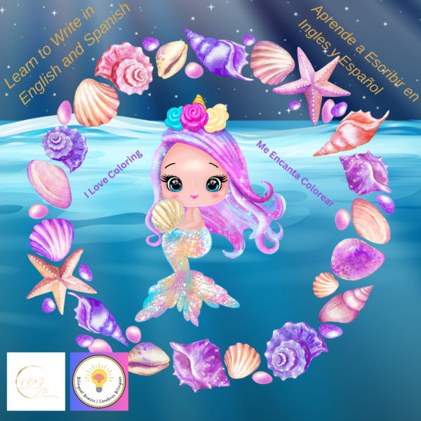 Mermaids 3 in 1 Bilingual Coloring Book - Image 4
