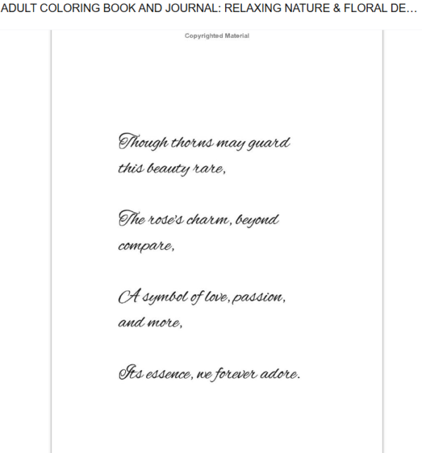 Adult Coloring Book and Journal: Relaxing Nature & Floral Designs with Poems - Image 5