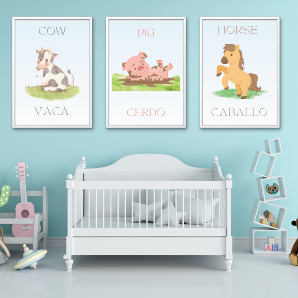 Farm Animals Nursery Wall Art for Children
